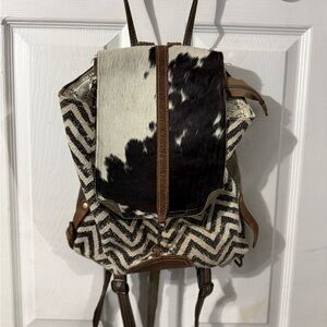 Cowhide and Chevron Backpack